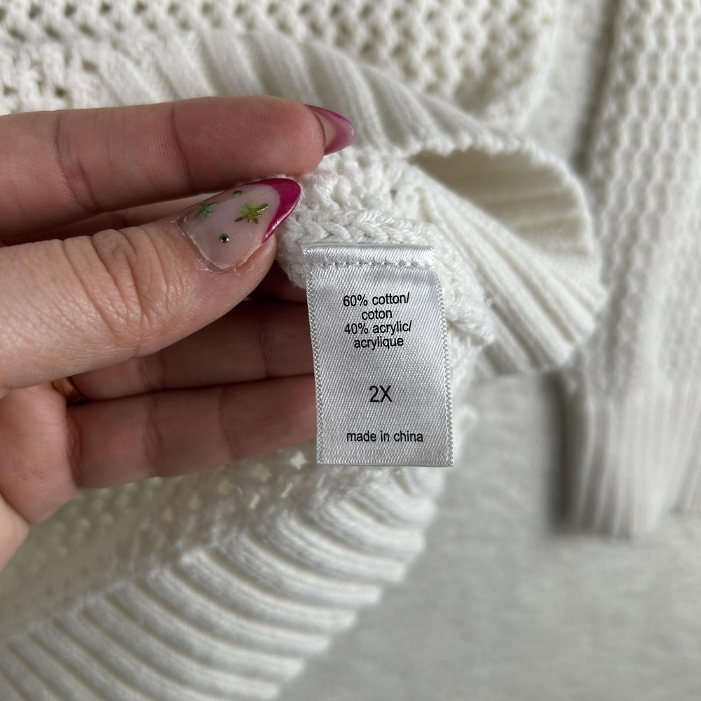 Maurices Sweater Womens 2X USA Flag Patriotic Waffle Knit Pullover Costal Preppy - Picture 7 of 13